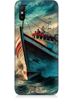 Xiaomi Redmi 9A Uyumlu Dalgalarla Savaşan Gemi  Desenli Silikon Kılıf