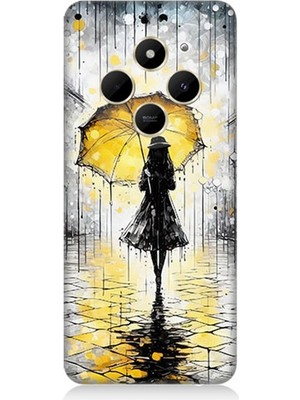 Xiaomi Redmi 14C Uyumlu Yağmurda Sarı Şemsiye Altında  Desenli Silikon Kılıf