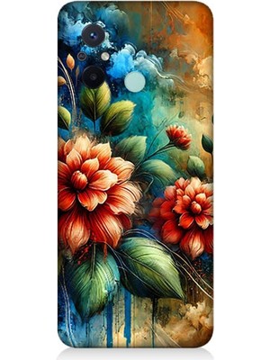 Xiaomi Redmi 12C Uyumlu Kırmızı Çiçek ve Tomurcuklar  Desenli Silikon Kılıf