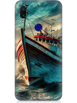 Xiaomi Redmi Note 7 Pro Uyumlu Dalgalarla Savaşan Gemi  Desenli Silikon Kılıf
