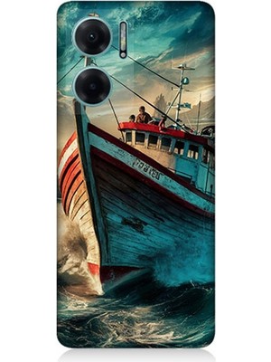 Xiaomi Redmi Note 11E Uyumlu Dalgalarla Savaşan Gemi  Desenli Silikon Kılıf