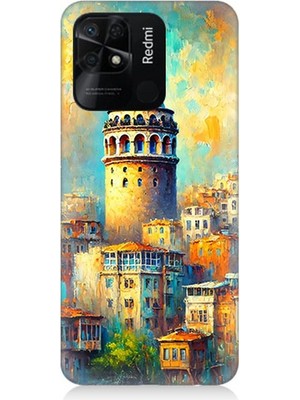 Xiaomi Redmi 10C Uyumlu Galata’da Renkli Işıklar  Desenli Silikon Kılıf