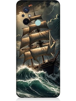 Xiaomi Redmi 12C Uyumlu Dalgalarla Savaşan Yelkenli  Desenli Silikon Kılıf