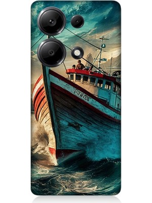 Xiaomi Redmi Note 13 Pro 4g Uyumlu Dalgalarla Savaşan Gemi  Desenli Silikon Kılıf