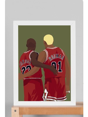Michael Jordan Dennis Rodman Çerçeveli Tablo - Basketbol Nba Posteri Tablo