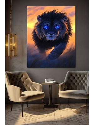 Özel Güçleri Olan Aslan Kanvas Tablo Ev Duvar Salon Ofis Dükkan Hediyelik Dekarasyon Süsü