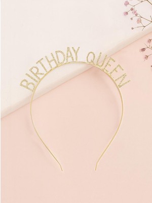 Parti Adresi Birthday Queen Taşlı Taç Metal Doğum Günü Parti Tacı Gold