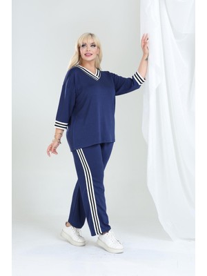 Şuranur Şeritli Takım Oysho Modal Kumaş Şeritli Yumuşak Dokulu M-6xl