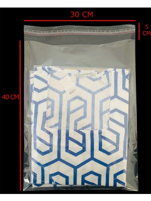 HG Tedarik 50 Adet 30X45 cm Bantlı Şeffaf Opp Jelatin Poşet, Şeffaf Poşet (30X40+5)