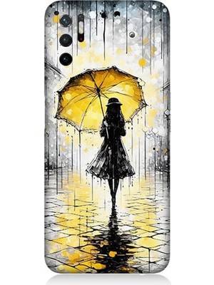 Xiaomi Poco M3 Pro Uyumlu Yağmurda Sarı Şemsiye Altında  Desenli Silikon Kılıf