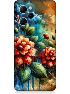 Xiaomi Poco X5 Pro Uyumlu Kırmızı Çiçek ve Tomurcuklar  Desenli Silikon Kılıf