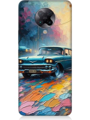 Xiaomi Poco F2 Pro Uyumlu Renkli Yol Üzerinde Araba  Desenli Silikon Kılıf