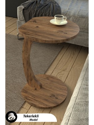 Tekerlekli C Yan Sehpa | Koltuk ve Yatak Yanı Laptop Masası | Taşınabilir Pratik Servis Sehpa Modeli