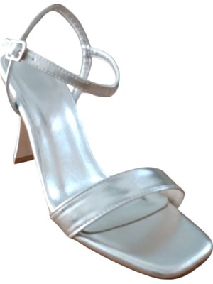Bs Shoes 0090 Kadın Tek Bant Kadeh Ökçe Açık Ayakkabı Gümüş