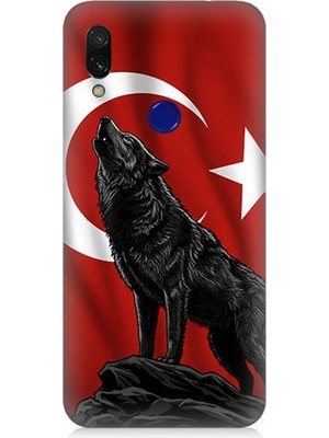 Xiaomi Redmi Note 7 Pro Uyumlu Ay Yıldızlı Uluyan Kurt  Desenli Silikon Kılıf