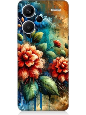 Xiaomi Redmi Note 13 Pro Plus Uyumlu Kırmızı Çiçek ve Tomurcuklar  Desenli Silikon Kılıf