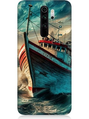 Xiaomi Redmi Note 8 Pro Uyumlu Dalgalarla Savaşan Gemi  Desenli Silikon Kılıf
