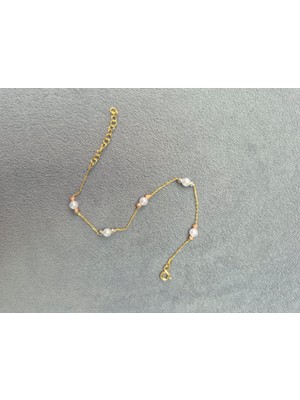 925 Ayar Papatya Silver 3 Renk Incili Dorica Bileklik<rose,gold,rodaj>