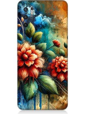 Xiaomi Redmi Note 10 5g Uyumlu Kırmızı Çiçek ve Tomurcuklar  Desenli Silikon Kılıf