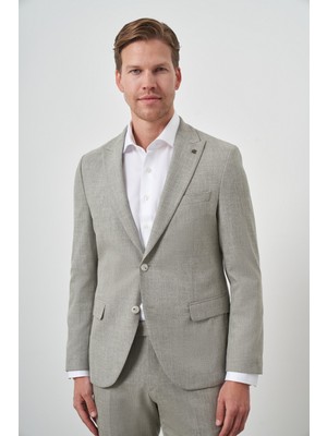  Erkek Yeşil Trend Poliviskon Slim Fit Sivri Yaka Takım Elbise