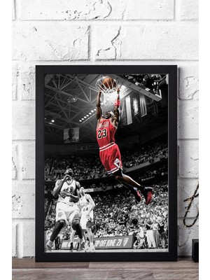 Michael Jordan Smaç Çerçeveli Tablo - Basketbol Nba Posteri Tablo