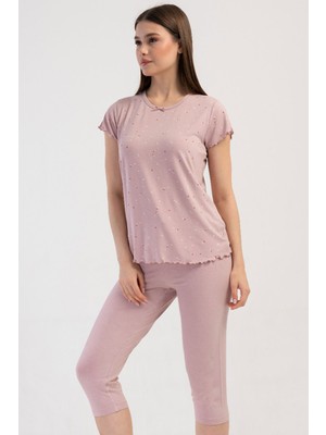 Kadın Vıscon Kısa Kol Kaprili Pijama Takım
, 409311
