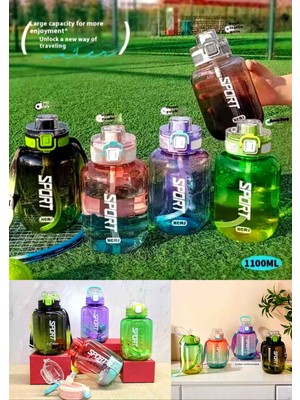 Wolawood 1100 ml Pipetli Su Matarası Bpa Içermez Sağlıklı  Spor Outdoor Seyahat Şeffaf Su Şişesi Mega Boy Özel Üretim