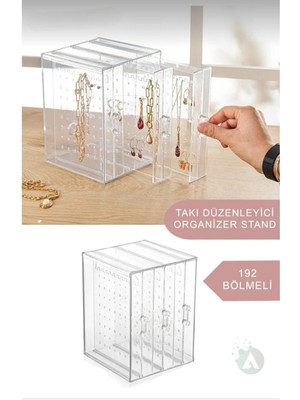 Turuncu Akrilik Takı Düzenleyici, Çekmeceli, Kolye, Küpe ve Bileklik Organize Edici