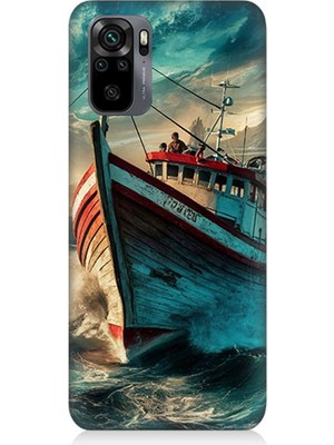Xiaomi Redmi Note 10 Uyumlu Dalgalarla Savaşan Gemi  Desenli Silikon Kılıf