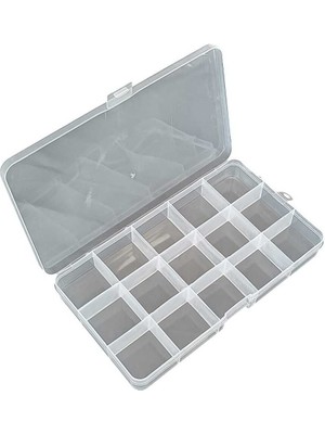 15 Bölmeli Takı Organizer, Şeffaf Plastik, Düzenleyici Kutu, 10X17X2CM