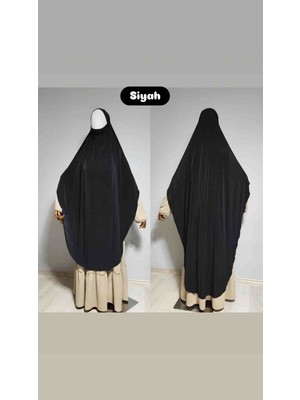 Tam Boy Sandy Sufle Khimar Hijab Eşarp Siyah