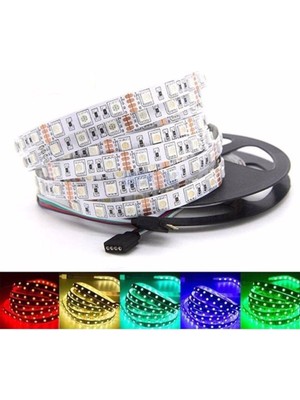 3 Çipli Rgb Iç Mekan Şerit LED 5 Metre Dekoratif Aydınlatma, Canlı ve Renkli Işık