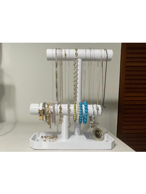 Beyaz Bileklik ve Aksesuar Organizer Standı, Şık ve Kullanışlı Tasarım