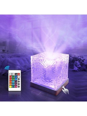 16 Renkli Kristal Kuzey Işıkları Projektörlü Gece Lambası, Büyüleyici Atmosfer Yaratır