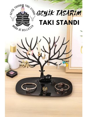 Geyik Temalı Takı Askısı, Yüzük, Küpe, Kolye Düzenleyici, Organizer Siyah