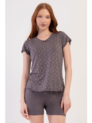 Kadın Vıscon V Yaka Kısa Kol Şortlu Pijama Takım
, 409290