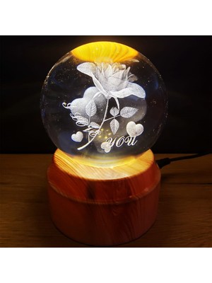 Usb'li Dönen Cam Küre I Love You, Çok Renkli, Şık ve Eğlenceli Dekorasyon Parçası