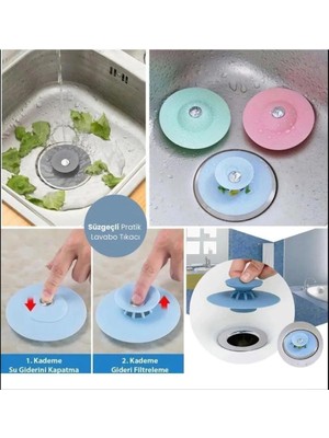 Süzgeçli Banyo Küvet Lavabo Gider Filtresi Süzgeci Pompası Tıkacı Tıpası Aç Kapa Tıpa