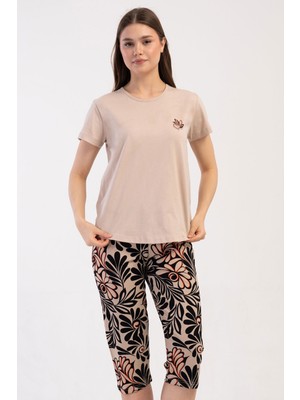 Pamuklu Kadın Kısa Kol Kaprili Pijama Takım
, 408061