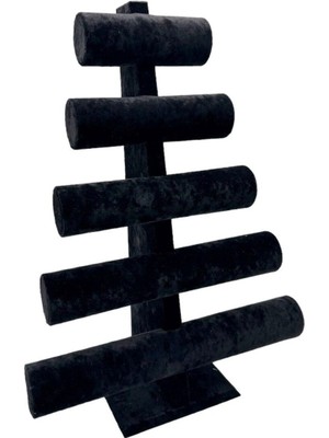 Kadife Siyah Beşli Bileklik ve Saat Standı - Şık ve Organize Dekorasyon