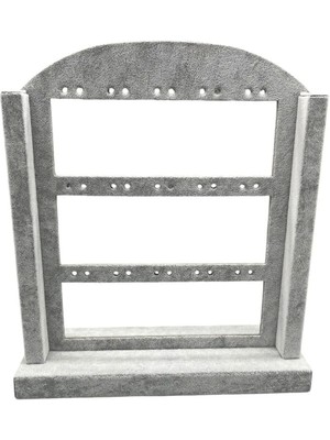 Füme Renk Süet Kumaş Ayaklı Küpe Standı 26/22 Cm, Şık ve Kullanışlı Tasarım