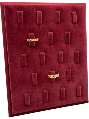 Bordo Süet Kumaş Ayaklı Yüzük Sergileme Standı, 20X16 Cm, Şık ve Kullanışlı Tasarım