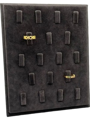 Füme Süet Kumaş Ayaklı Yüzük Sergileme Standı 20X16 cm