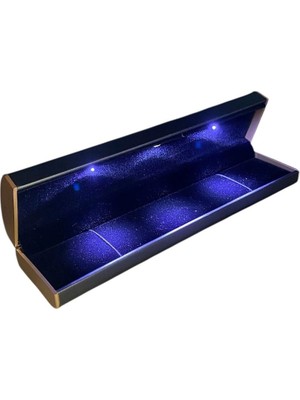 Işıklı Deri Bileklik Saklama Kutusu, Gri Renkli Şık ve Kullanışlı Tasarım