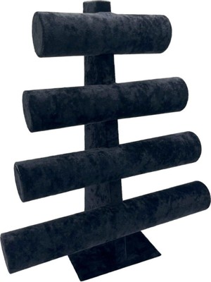 Dörtlü Bileklik ve Saat Standı, Şık Siyah Tasarım