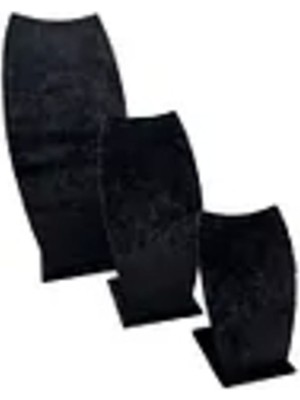 Yerli Üretim Siyah Süet Kumaş Üçlü Takım Kolye ve Zincirli Ayaklı Stand