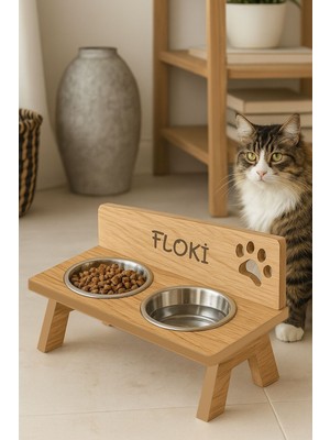 Kahverengi Mdf Mama Kabı ve Standı, Kedi ve Köpekler Için Rahat Kullanım