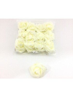 Krem Renkli Eva Lateks Yapay Gül, 144 Adet, 2cm x 2cm, Dekoratif Çiçek Seti