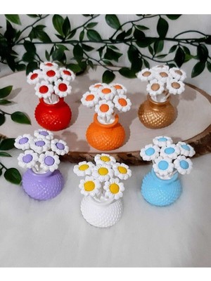 Renkli Mini Vazo Çiçekli 6'lı Set, Şık ve Dekoratif Hediye Seçeneği