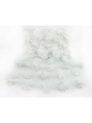 Beyaz Lazer Gül, 1m, Paket, 12 Adet, Organze Kumaş, Yapay Çiçek, Süsleme, Dekorasyon